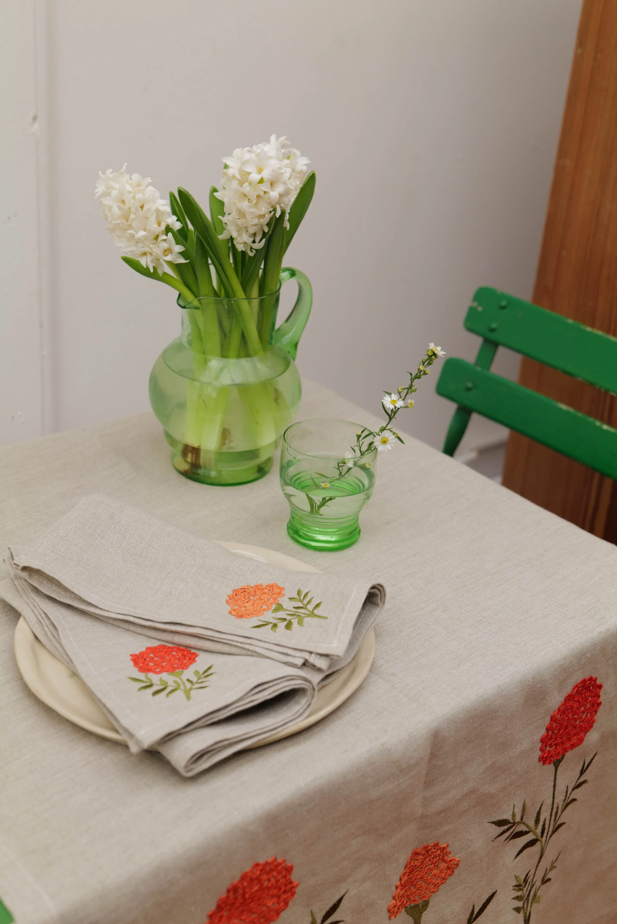 Marigold Embroidered Table Runner — Lora Avedian
